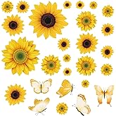 AOWDIAO Sunflower Peel and Stick Wall Decals, Sunflower Decorations for Bedroom, Kitchen, Bathroom, Living Room
