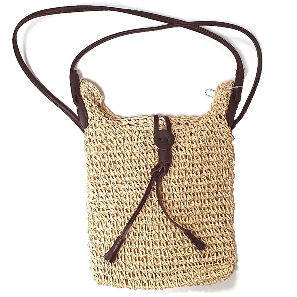 Cotton Trader Summer Beach Shoulder Bag, Light Woven Straw Cross-body, Phone, Travel Handbag for Women & Everyday Use - Natural