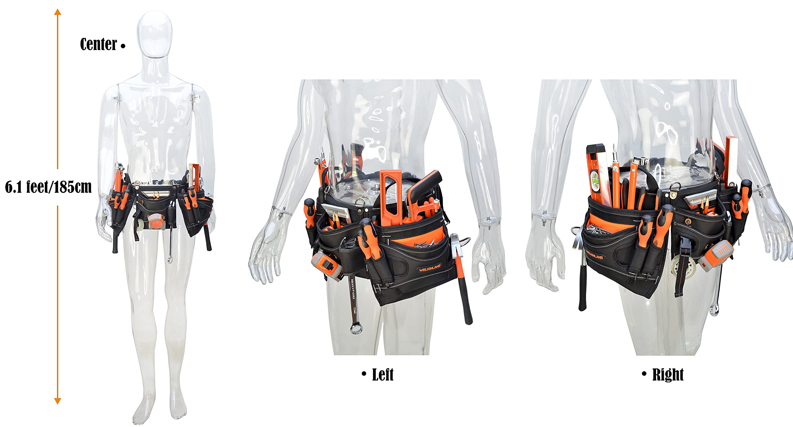 WELKINLAND 18-pocket Carpenter's Tool Belt - Construction & HVAC Tool Pouch for Men