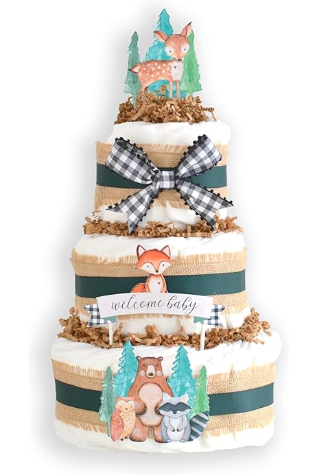 woodland creatures diaper cake