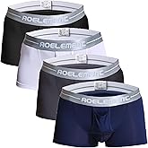 Ouruikia Men's Boxer Briefs Separate Pouch Modal Breathable Boxer Briefs Underwear with Functional Dual Fly