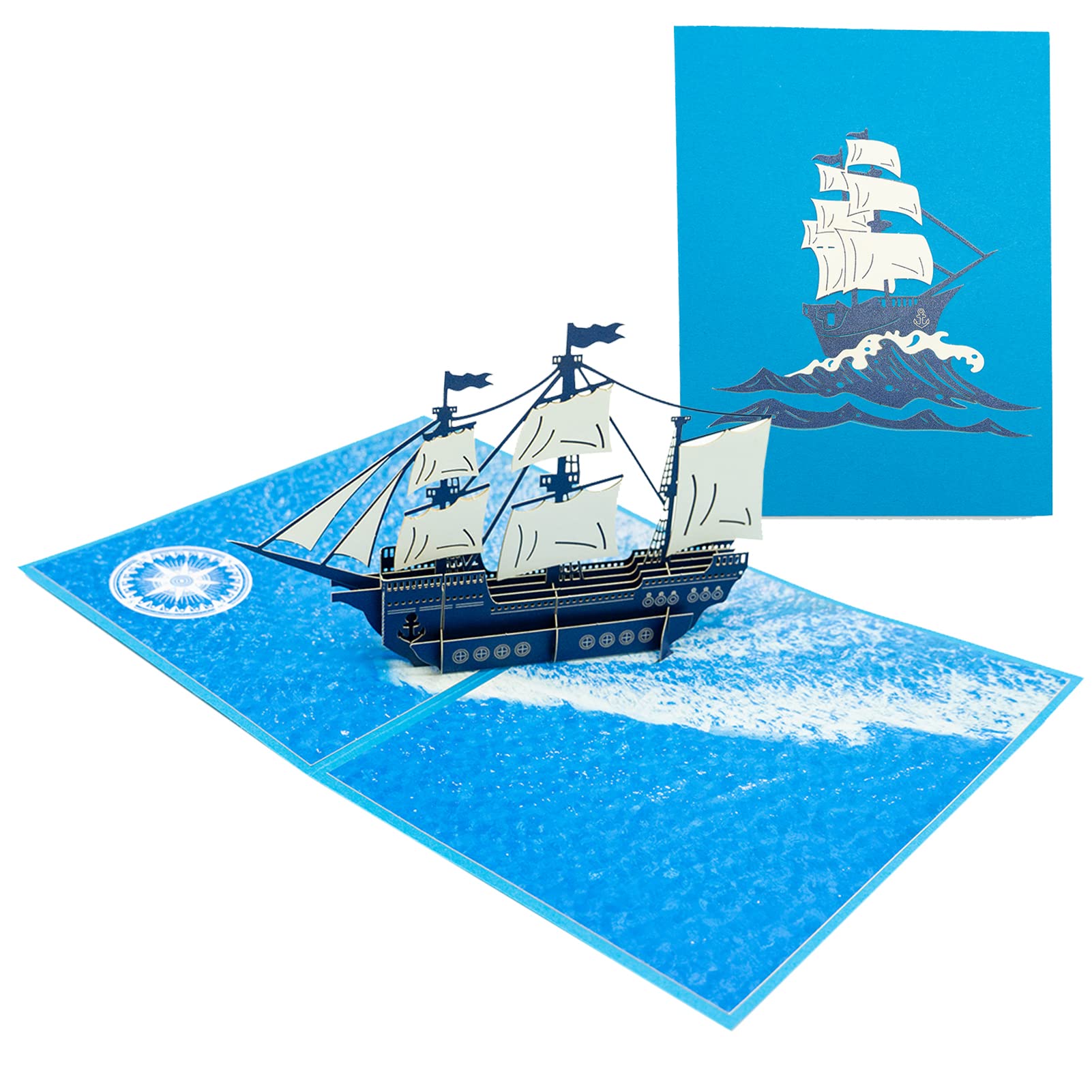 Sailing Boat 3D Pop Up Greeting Card with Envelope Handmade 3D Ship Greeting Card Birthday Card Creative Creeting Card for Children, Adults, Friends, Family, Colleagues