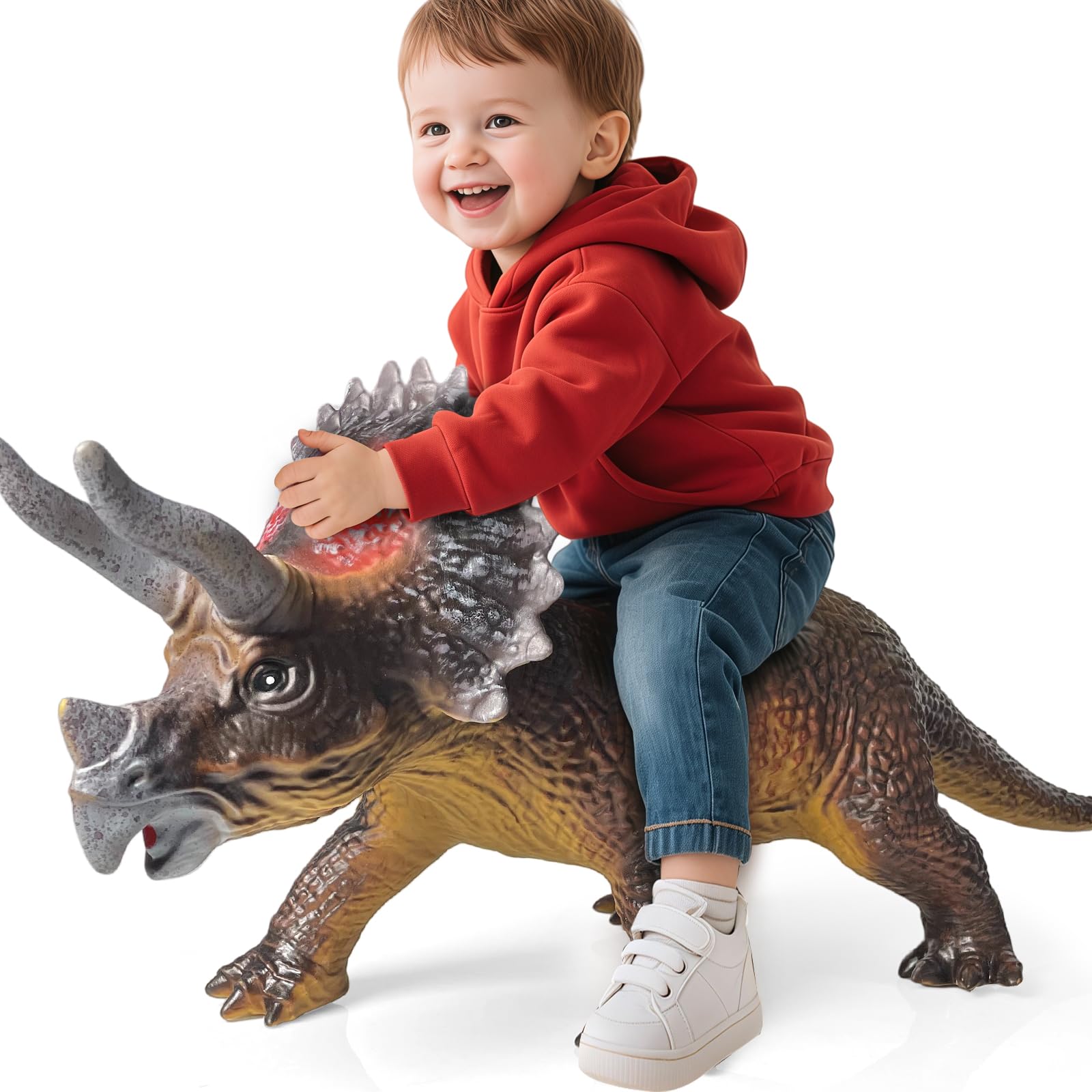 Gzsbaby Dinosaurs King Giant Triceratops Dinosaur Toy – 32 inches Realistic Lifelike Dinosaur Figure, Jumbo Dino Toys for Kids Toddler 3-5 5-7 Years, Perfect Party Favors, Birthday Gifts
