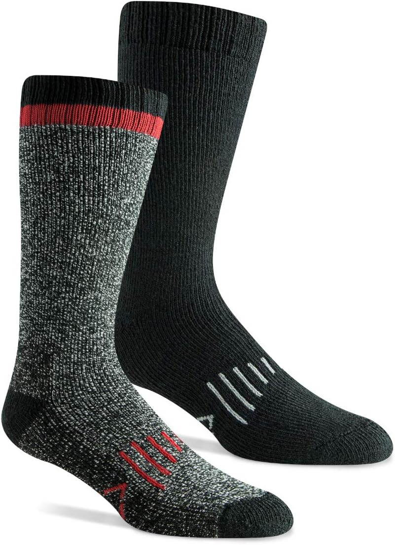 Men's Tough Merino Wool Cushion Boot Sock with Reinforced Heel & Toe for Hiking (2 Pack)