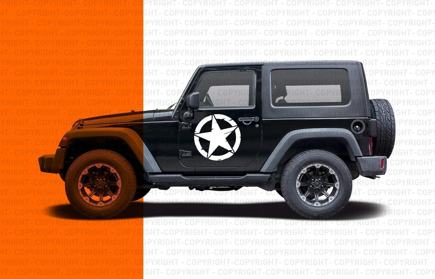 Fictory Auto Aufkleber Schwarzer Stern 50cm - Für Jeep Wrangler F150