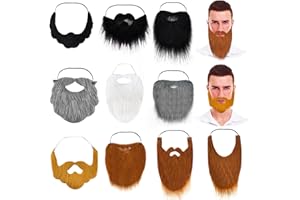 HAAWOOKY Fake Beards,Funny False Mustaches,Costume Beard Halloween for Adults and Kids Costume Party Cosplay Facial Supplies