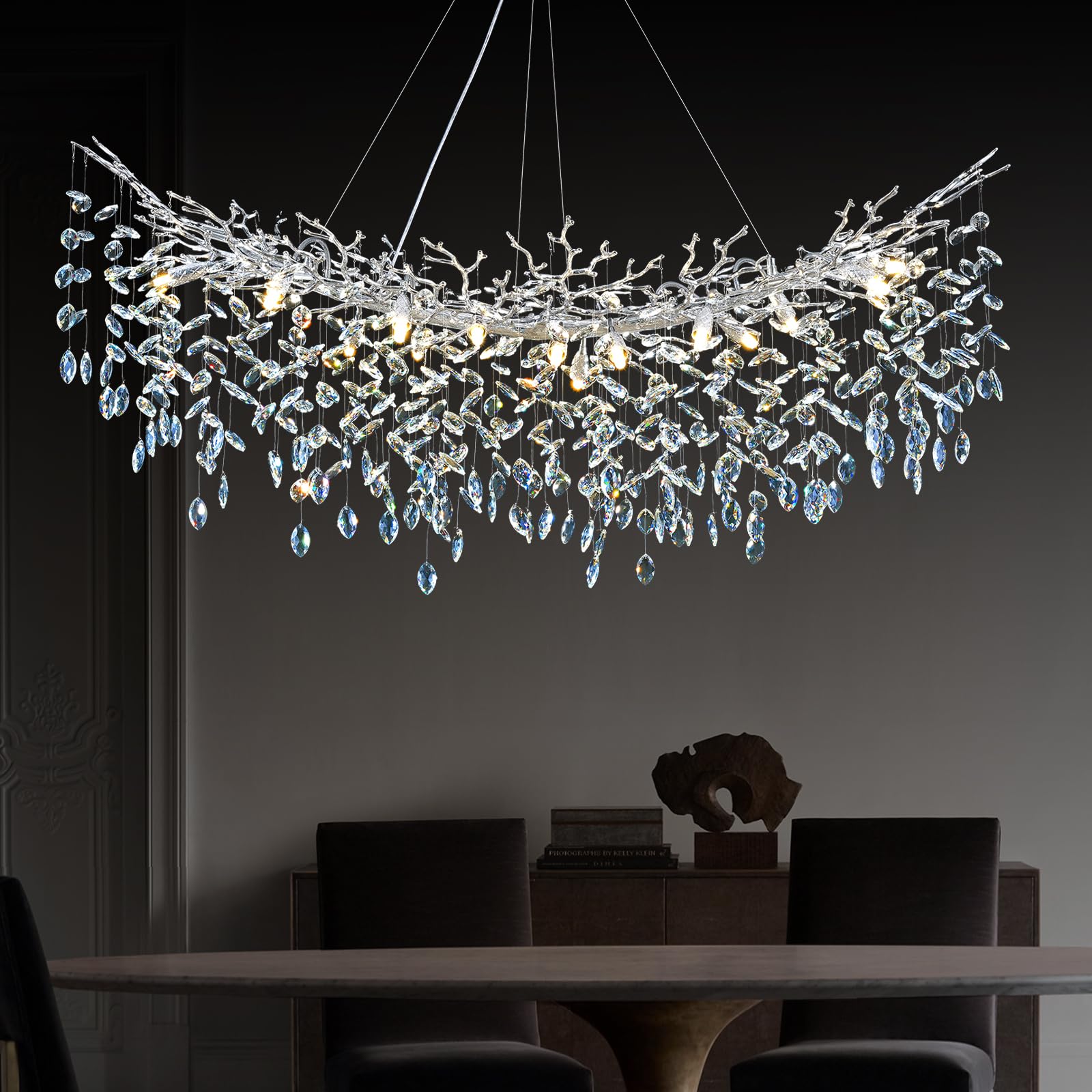 kvtinmty Modern Crystal Silver