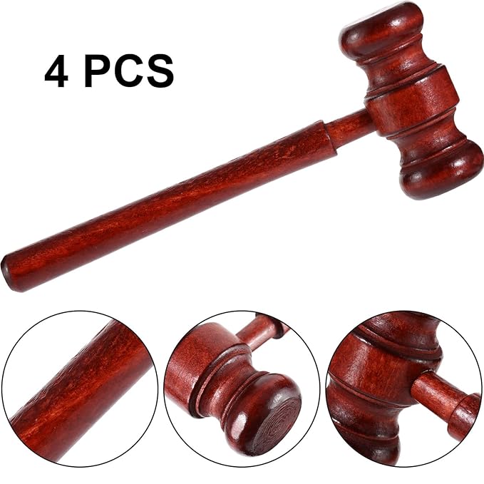 Zonon 4 Pieces 6.89 inch Mini Wooden Judge Gavels Wooden Gavels Justice