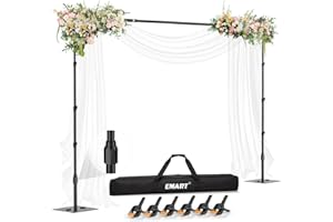 EMART Heavy Duty Backdrop Stand,Adjustable Background Support Kit with Flat Steel Base, Photo with 6 Clamps and Portable Bag 