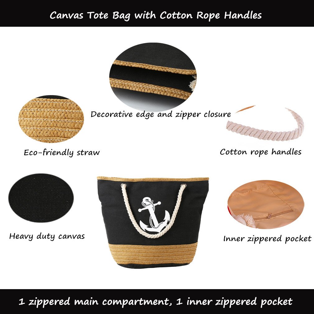 Sumerk Large Canvas Tote Bag Oversize Canvas Beach Bags with Cotton Rope Handle