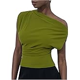 SHENHE Women's Off The Shoulder Top Short Sleeve Cinched Waist Dressy Casual Blouse Shirt