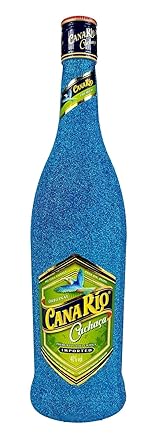 Canario Cachaca Zuckerrohrschnaps 70cl (40% Vol) Bling Bling Glitzerflasche in blau -[Enthält Sulfite]