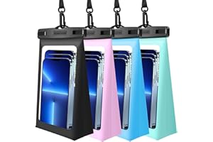 NEWPPON 4 Pack Floating Waterproof Phone Pouch - Float Clear Cell Holder Protector with Lanyard - Universal Large Floatable Water Proof Dry Bag Case for iPhone 16 Pro Max Samsung Galaxy - Beach Swimming Pool