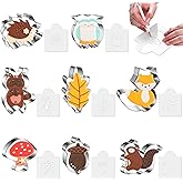 Squirrel Owl Pinecone Raccoon Fox Hedgehog Leaf Mushroom Cartoon Animals Cookie Cutter Set Biscuit Sandwish Mold Stainless Steel Fondant Cutter with Cookie Stamp Stencils for Baking, Pack of 16