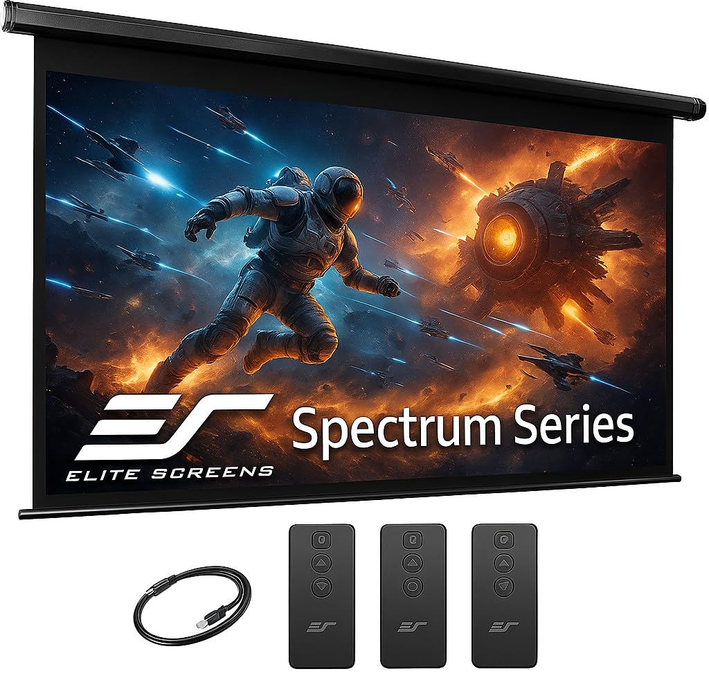 Photo 1 of Projector Screen Elite Screens Spectrum RC1 Remote, 180-INCH Diag 16:9, Motorized Projection Screen Movie Home Theater 4K/8K Ultra HD Ready, ELECTRIC180H2