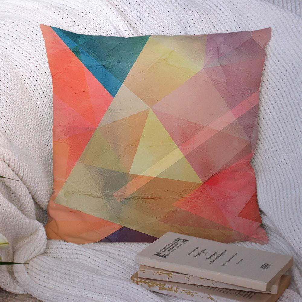 Starolal Throw Pillow Covers Colorful Texture Yellow Red Abstract Multicolored Warm Triangles New Geometry Textures Decoration Cozy Polyester Cushion Case Decorative Couch Bed Home Decor 18x18 Inch
