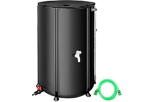 MATALDE Rain Barrel Water Collection System Anti-Collapse - 100 Gallon Portable Water Storage Tank,Rainwater Collect System Downspout, Water Catcher Container with Filter Two Spigots and Overflow Kit,Black