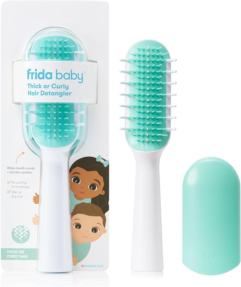 Frida Baby Toddler Hair Brush Thick Curly Hair Detangler Strong Bristles