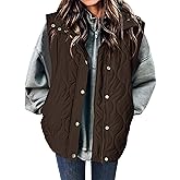 Zeagoo Puffer Vest Women Sleeveless Quilted Jacket Lightweight Snap Zip Up Stand-up Collar Down with Pockets Outerwear