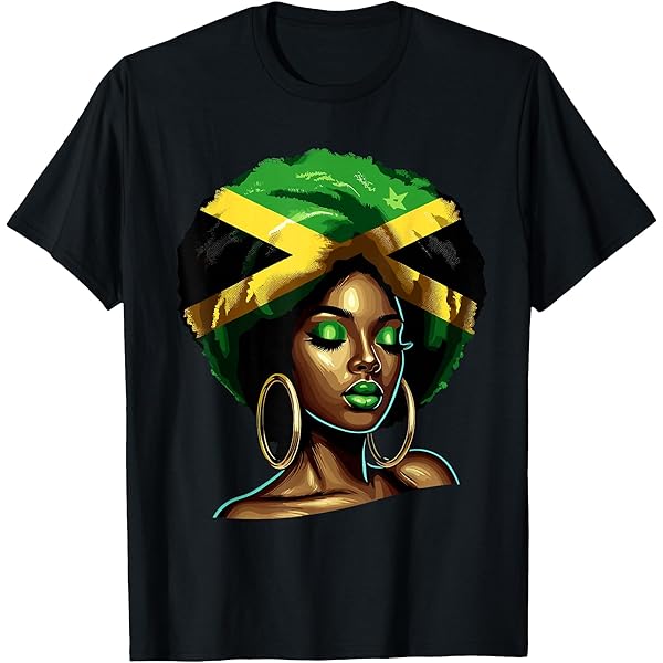 Amazon.com: Womens Proud Jamaican Afro Black Woman Jamaica Flag