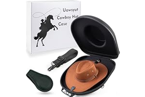 Uawsyut Cowboy Hat Case for Travel, Crushproof Box for Panama & Tweed, Hat Carrier with Adjustable Strap, Fedora Hat Storage For Travel Outdoors and Home(Upgrade Large) (Black)