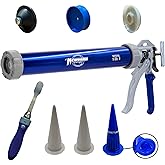 Newborn 620AL-Blue Round Rod Caulk Gun with Aluminum Barrel - 18:1 Thrust Ratio | 20 oz. Sausage Cartridge Capacity | Includes Ring Cap, Cones & Sausage Cup