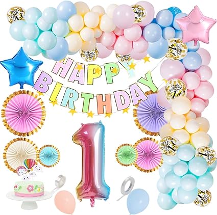 Mmtx Kit Deco Anniversaire Fille 1 An Guirlande Ballon Anniversaires A Macaron Ballon Pastel Ballons Confettis Cake Topper Pour Mariage Happy Birthday Decoration Enfant Filles Baby Shower Amazon Fr Cuisine Maison