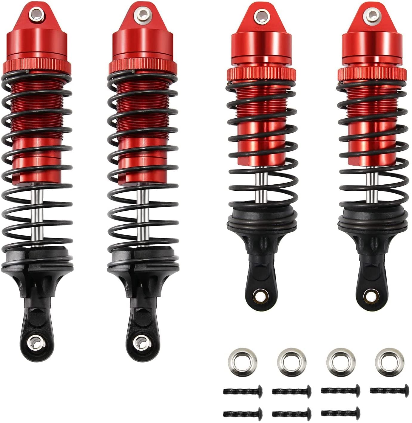 RCAWD RC Car Shock Absorber, Aluminum RC Front & Rear Shock Absorber Damper for 1/10 Slash 4x4 SLA014/SLA015（Red）