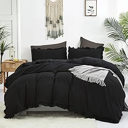 Luxlovery Black Ruffle Comforter Set California