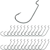 Reaction Tackle Offset EWG Worm Hooks - Super Strong Wide Gap Texas Rig Hooks for Soft Plastic Baits - High Carbon Steel Bass Fishing Hooks (25-Pack)