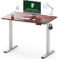 FLEXISPOT EN1 Essential Adjustable Height Desk Electric 40 inch X 24 inch Whole-Piece Desktop Small Standing Desk Ergonomic Memory Controller (White Frame + 40 inch Mahogany Desktop)