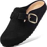 BOSTANTEN Clogs for Women Wide Width Comfortable Suede Mules with Soft Footbed and Arch Support, Cute Slip On Potato Shoes
