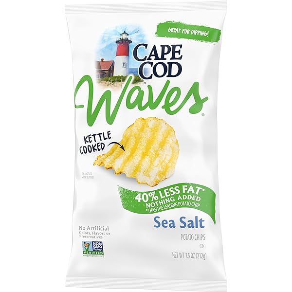 CAPE COD LESS FAT SEA SALT CHIPS, 7.5 OZ BAG