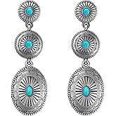 Vintage Western Earrings for Women Boho Vintage Silver/Gold Turquoise Earrings for Women Western Statement Jewelry for Country Concert Outfits