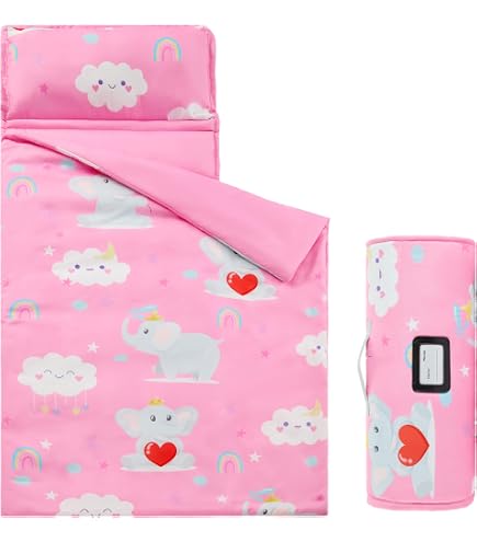 Alfombrilla De Siesta Plegable Para Niños – 20x46 Pulgadas, Con Manta, Almohada Y Correas De Sujeción, Azul Marino