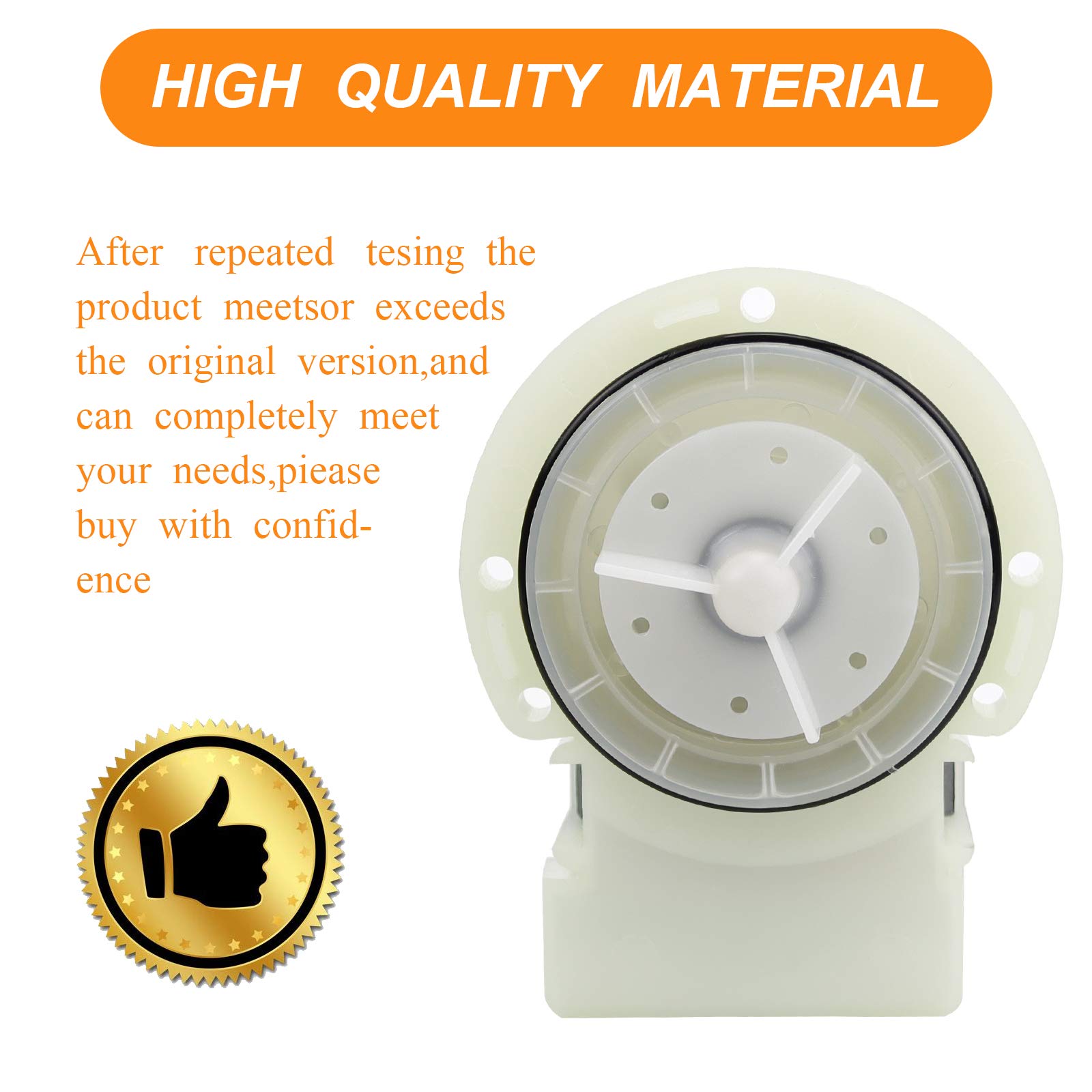 280187 8181684 Washer Drain Pump Motor - Compatible with Whirlpool Duet, May tag Epic and Ken more HE Front Loading Washing Machines-2 Year WARRANTY By TOMOON