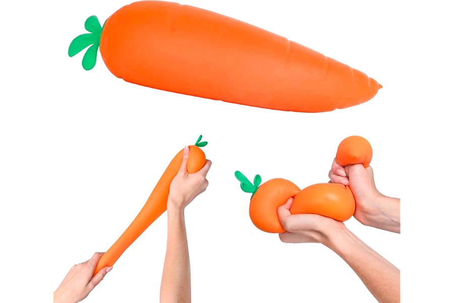 Toymendous Squishy Carrot – Jumbo 11.5 Inch Squishy Vegetable | Giant Stress Relief Toy | Fidget Sensory Food Fun for Kids, T