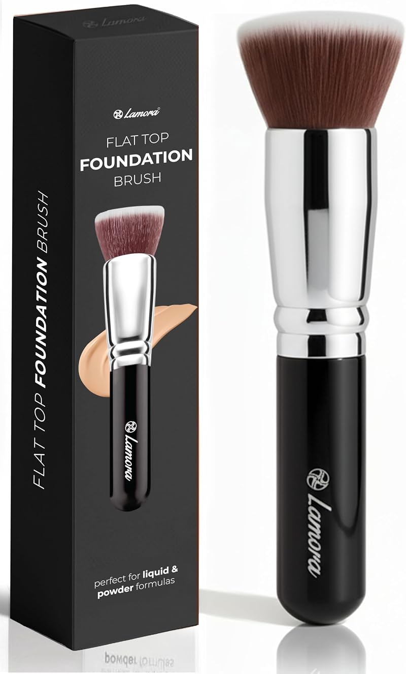 Lamora Foundation Brush Kabuki Flat Top - Dense Synthetic Bristles