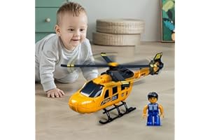 ZUKULIFE Truck Trailer Toys, Toddler Vehicles Semi Truck Toy with Wind up Windmill, Construction Engineer Learning Educational Cool Toy, Birthday Gifts (Helicopter)