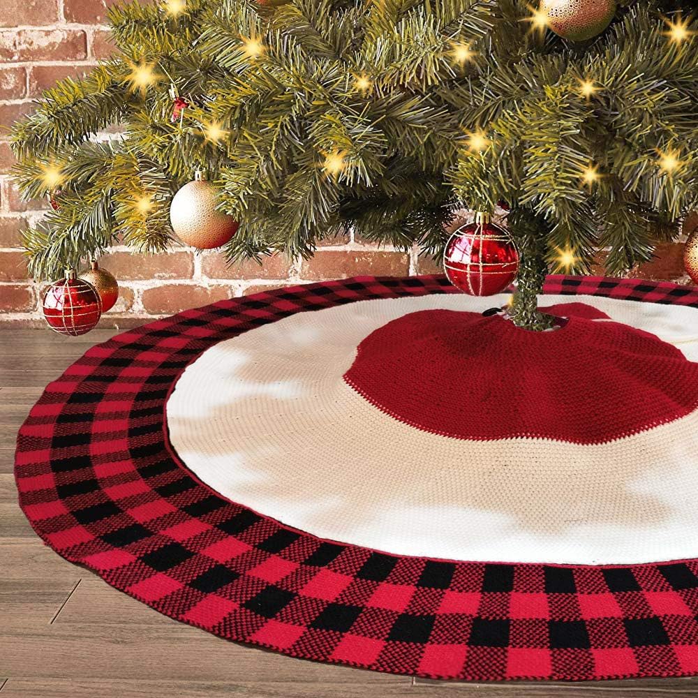 ZOESOE Christmas Tree Skirt, 48 inches Traditional Thick Rustic Knitted
