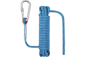Dokumaru 5/16 in x 15 FT Outdoor Rope for Marine, Hunting, Boating, Fishing, Rafting, Camping, Hiking, Anchor, Mooring, Floating, Dock Lines, Kayak, Canoe, Rescuing, Knotting Practice Blue with Hook