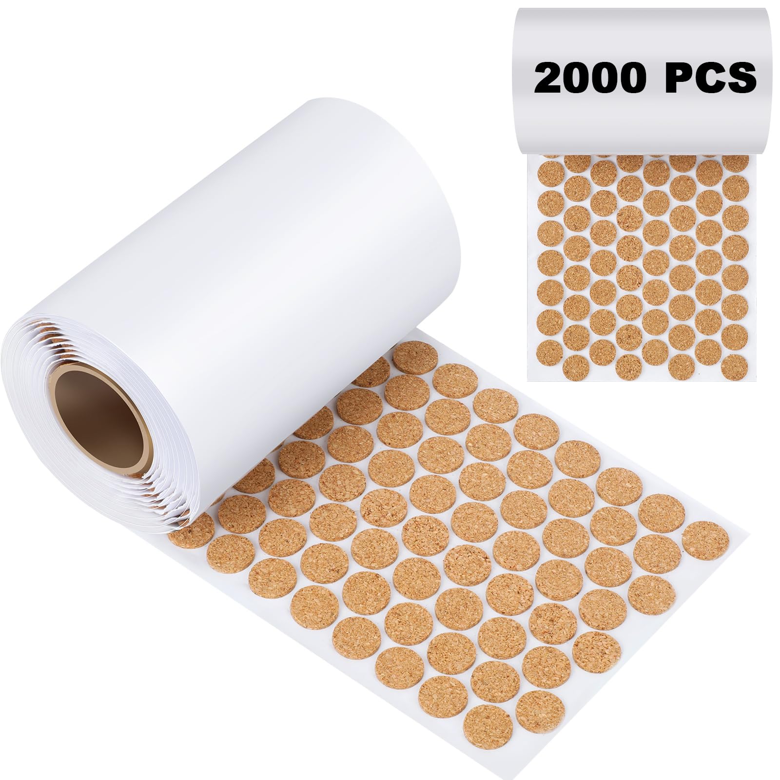 View 1 of 2000 Pcs 1/2" Self Adhesive Cork Pads Cabinet Door Bumper Dots Cabinet Door Protector Furniture Bumpers Cork Flooring 0.02" Thick for Crafts Drawer Table Coaster