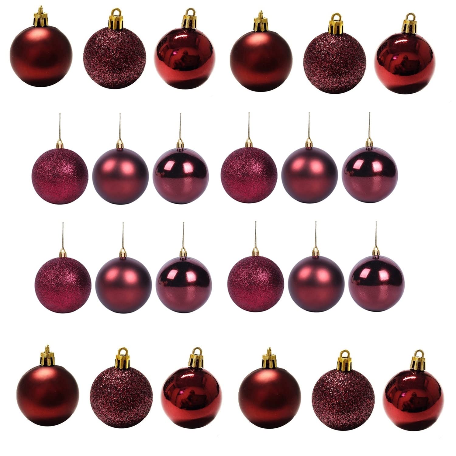 60mm/6Pcs Christmas Baubles Shatterproof Burgundy, Christmas Tree Decorations Ball Ornaments Balls Xmas Hanging Decorations Holiday Decor - Shiny,Matte,Glitter