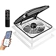 Starvent RV Roof Vent Fan 10 Speed 12V Thermostat Rain Sensor Powered Lift Remote and APP Control Timer 14" x 14" Reversible