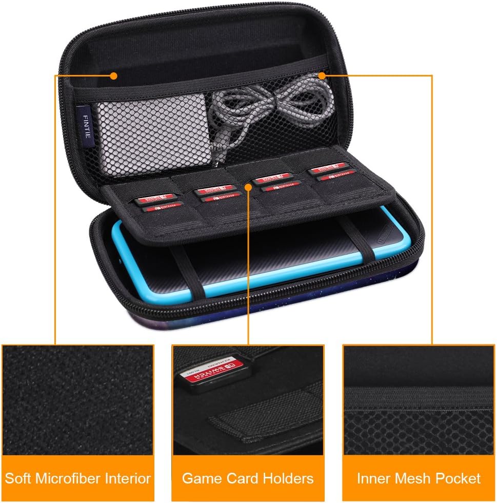 Fintie Carry Case for Nintendo 2DS XL/New 3DS XL LL, Protective Hard Shell Portable Travel Cover Pouch for New 3DS XL LL/New 2DS XL Console with Slots for Games & Inner Pocket (Galaxy): Video Games