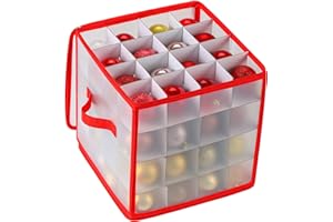 Plastic Christmas Ornament Storage Box with Dual Zippered Closure, Hold 64 Christmas Balls Holiday Ornaments Xmas Holiday Orn