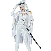 miccostumes x Chowbie Women Costume Anime Inquisitor Cosplay Lingerie Set White Bodysuit with Pants Cloak Hat
