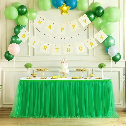 14ft Green Table Skirt Tulle Tutu Table Clothes for Birthday Boy