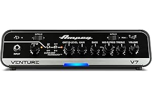 Ampeg Venture V7 Bass Guitar Head, 700 Watts Legacy Preamp, 3-Band EQ, sweepable mids, Ultra Hi/3-way Ultra Lo switches, foot
