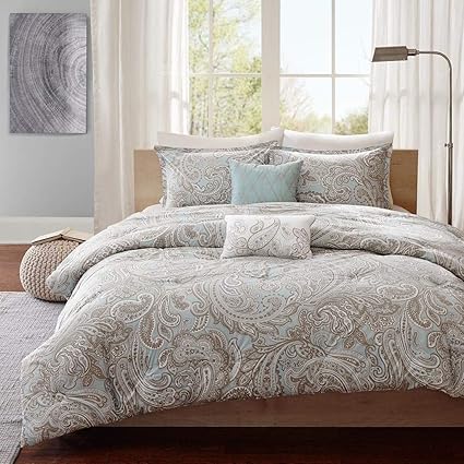 Amazon Com 5 Pc Blue Beautiful Comforter Set King Cal King